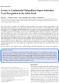 Cover page: Lesions to Caudomedial Nidopallium Impair Individual Vocal Recognition in the Zebra Finch