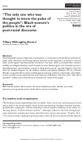 Cover page of "The only one who was thought to know the pulse of the people": Black women's politics in the era of post-racial discourse