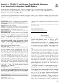 Cover page: Impact of COVID-19 on Primary Care Quality Measures in an Academic Integrated Health System.