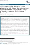 Cover page: Toward understanding the genetic basis of adaptation to high-elevation life in poikilothermic species: A comparative transcriptomic analysis of two ranid frogs, Rana chensinensis and R. kukunoris