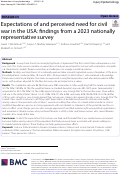 Cover page: Expectations of and perceived need for civil war in the USA: findings from a 2023 nationally representative survey.