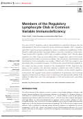 Cover page: Members of the Regulatory Lymphocyte Club in Common Variable Immunodeficiency