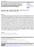 Cover page: Encouragement for Further Study of Tranexamic Acid Administration for Sacroiliac Joint Fusion Surgery.