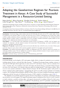 Cover page: Adapting the Goeckerman Regimen for Psoriasis Treatment in Kenya: A Case Study of Successful Management in a Resource-Limited Setting.