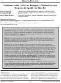 Cover page: Variations in the California Emergency Medical Services Response to Opioid Use Disorder