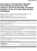 Cover page: Association of Preoperative Shoulder Osteoarthritis Severity Score With Change in American Shoulder and Elbow Surgeons Score at 2 Years After Rotator Cuff Repair.