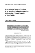 Cover page: A Sociological View of Tourism in an American Indian Community: Maintaining Cultural Integrity at Taos Pueblo