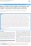 Cover page: Mouse models of the fragile X premutation and fragile X-associated tremor/ataxia syndrome