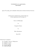 Cover page: Query Processing and Cardinality Estimation in Modern Database Systems