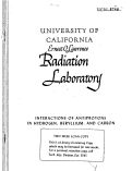Cover page: Interactions of Antiprotons in Hydrogen, Beryllium, and Carbon