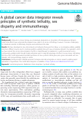 Cover page: A global cancer data integrator reveals principles of synthetic lethality, sex disparity and immunotherapy