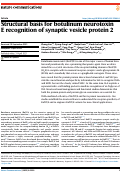 Cover page: Structural basis for botulinum neurotoxin E recognition of synaptic vesicle protein 2