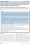 Cover page: Functional MRI of Auditory Responses in the Zebra Finch Forebrain Reveals a Hierarchical Organisation Based on Signal Strength but Not Selectivity