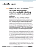 Cover page: KIBRA, MTNR1B, and FKBP5 genotypes are associated with decreased odds of incident delirium in elderly post-surgical patients.