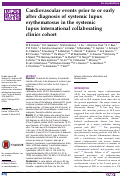 Cover page: Cardiovascular events prior to or early after diagnosis of systemic lupus erythematosus in the systemic lupus international collaborating clinics cohort