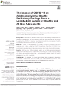 Cover page: The Impact of COVID-19 on Adolescent Mental Health: Preliminary Findings From a Longitudinal Sample of Healthy and At-Risk Adolescents.