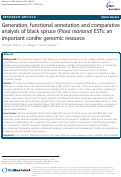 Cover page: Generation, functional annotation and comparative analysis of black spruce (Picea mariana) ESTs: an important conifer genomic resource