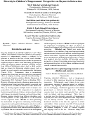 Cover page: Diversity in Children’s Temperament: Perspectives on Shyness in Interaction