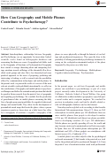 Cover page: How Can Geography and Mobile Phones Contribute to Psychotherapy?