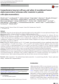 Cover page: Comprehensive long‐term efficacy and safety of recombinant human alpha‐mannosidase (velmanase alfa) treatment in patients with alpha‐mannosidosis