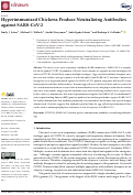 Cover page: Hyperimmunized Chickens Produce Neutralizing Antibodies against SARS-CoV-2