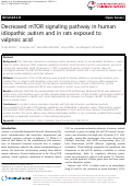 Cover page: Decreased mTOR signaling pathway in human idiopathic autism and in rats exposed to valproic acid