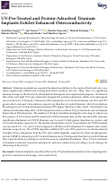 Cover page: UV-Pre-Treated and Protein-Adsorbed Titanium Implants Exhibit Enhanced Osteoconductivity.