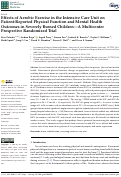 Cover page: Effects of Aerobic Exercise in the Intensive Care Unit on Patient-Reported Physical Function and Mental Health Outcomes in Severely Burned Children-A Multicenter Prospective Randomized Trial.