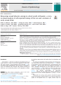 Cover page: Measuring sexual behavior among in-school youth in Rwanda: a cross-sectional analysis of self-reported timing of first sex and correlates of early sexual debut.