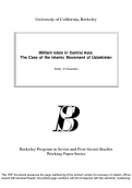 Cover page: Militant Islam in Central Asia: The Case of the Islamic Movement of Uzbekistan