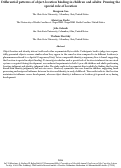 Cover page: Differential patterns of object-location binding in children and adults: Pruning the special role of location