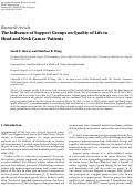 Cover page: The Influence of Support Groups on Quality of Life in Head and Neck Cancer Patients