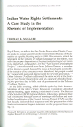 Cover page: Indian Water Rights Settlements: A rase Study in the Rhetoric of Implementation