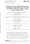 Cover page: Evaluation of a Novel Single-administration Food Frequency Questionnaire for Assessing Seasonally Varied Dietary Patterns among Women in Rural Nepal