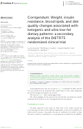 Cover page: Corrigendum: Weight, insulin resistance, blood lipids, and diet quality changes associated with ketogenic and ultra low-fat dietary patterns: a secondary analysis of the DIETFITS randomized clinical trial.