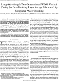 Cover page: Long-wavelength two-dimensional WDM vertical cavity surface-emitting laser arrays fabricated by nonplanar wafer bonding