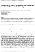 Cover page: Revisiting External Validity: Concerns about Trolley Problems and Other Sacrificial Dilemmas in Moral Psychology