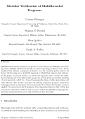 Cover page: Modular Verification of Multithreaded Programs