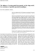 Cover page: The influence, of varying spatial heterogeneity on the refuge model for coexistence of specialist parasitoid assemblages