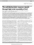 Cover page: The unfolded protein response signals through high-order assembly of Ire1