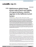 Cover page: Multistressor global change drivers reduce hatch and viability of Lingcod embryos, a benthic egg layer in the California Current System.