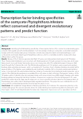 Cover page of Transcription factor binding specificities of the oomycete Phytophthora infestans reflect conserved and divergent evolutionary patterns and predict function.