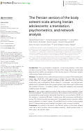 Cover page: The Persian version of the body esteem scale among Iranian adolescents: a translation, psychometrics, and network analysis.