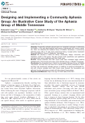 Cover page: Designing and Implementing a Community Aphasia Group: An Illustrative Case Study of the Aphasia Group of Middle Tennessee.