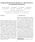 Cover page: Designing Wireless Sensor Networks as a Shared Resource for Sustainable Development