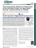 Cover page: Strain Engineering: Reduction of Microstrain at the Perovskite Surface via Alkali Metal Chloride Treatment Enhances Stability.