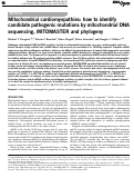 Cover page: Mitochondrial cardiomyopathies: how to identify candidate pathogenic mutations by mitochondrial DNA sequencing, MITOMASTER and phylogeny.