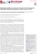 Cover page: High-Quality Reference Genome Sequence for the Oomycete Vegetable Pathogen Phytophthora capsici Strain LT1534