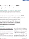 Cover page: Spatial distribution of cell–cell and cell–ECM adhesions regulates force balance while main­taining E-cadherin molecular tension in cell pairs