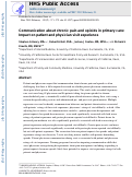 Cover page: Communication about chronic pain and opioids in primary care